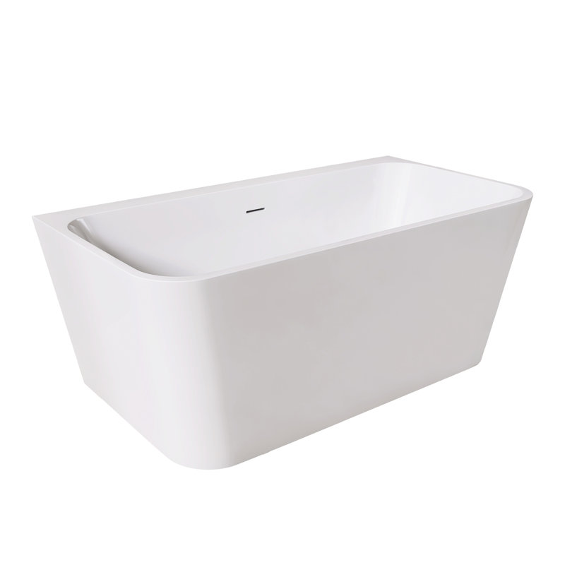 Baignoire de trempage rectangulaire en acrylique blanc brillant de 55 po, avec matériaux, renforcement en fibre de verre, fonction antidérapante, spacieuse et adaptable pour différentes installations, baignoire sans drain, debout, fabriquée en