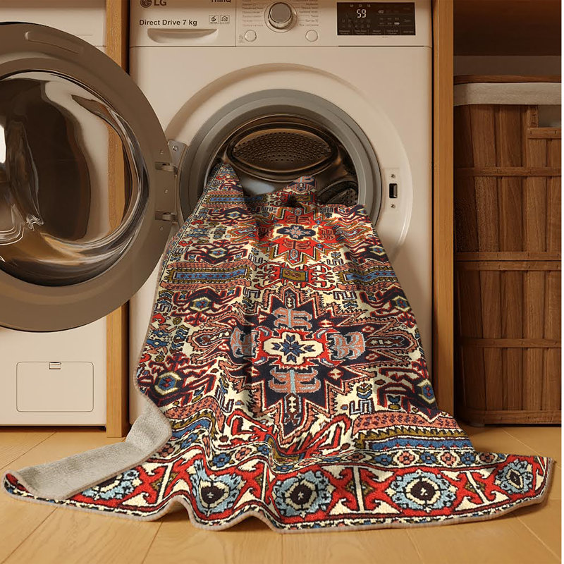 Tapis 100% traditionnel lavable à la machine 2322, Rectangle 8 pi x 10 pi