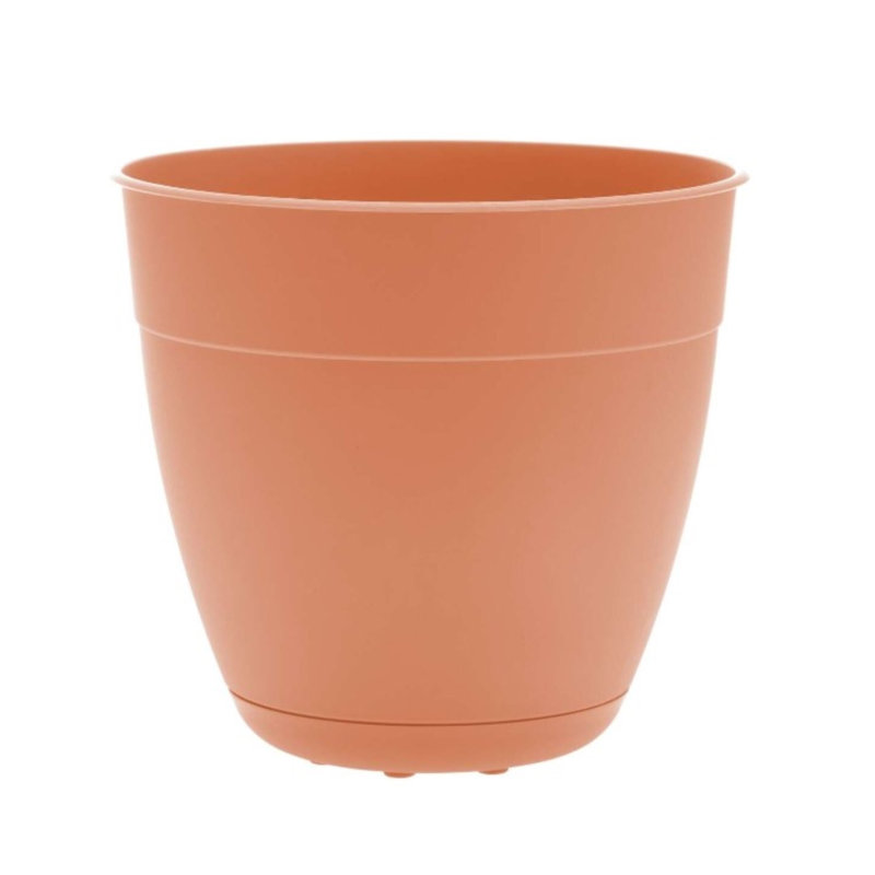 Jardinière intérieure / extérieure en plastique recyclé Dayton avec soucoupe attachée, H 12 po x l 12 po x P 12 po, Corail