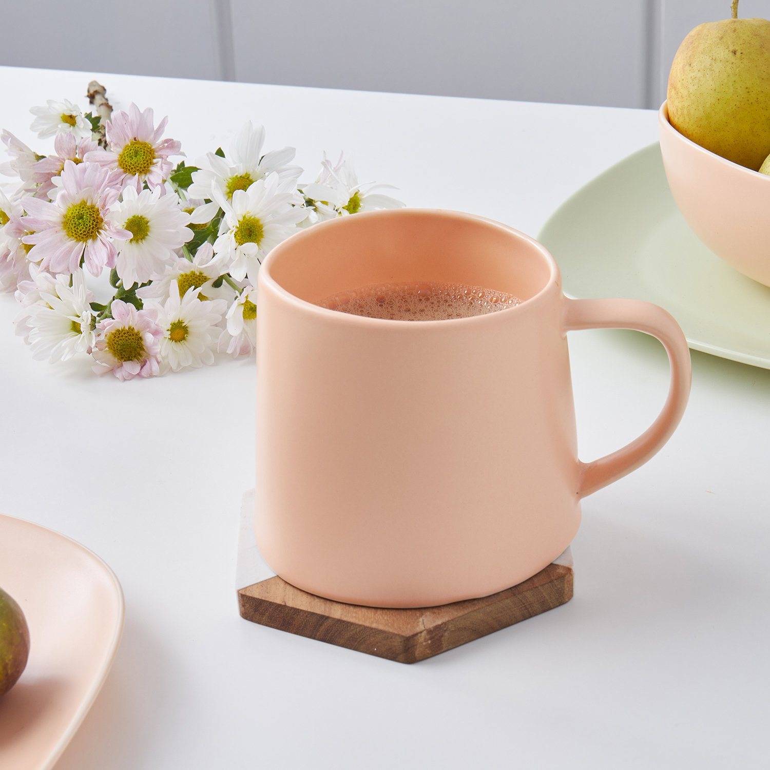 Stone Lain Delilah Mug Set Porcelain, Pastel Orange