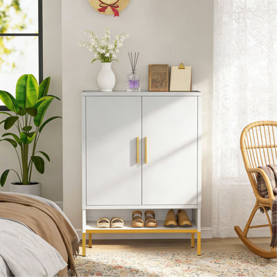 40'' Tall  2-Doors Shoes Cabinet, Metal 7-Tier Hidden Shoe Organizer,Modern Narrow Shoe Storage Cabinet With  Adjustable Shelves For Entryway, Hallway, Closet, Bedroom, Living Room,Laundry Room