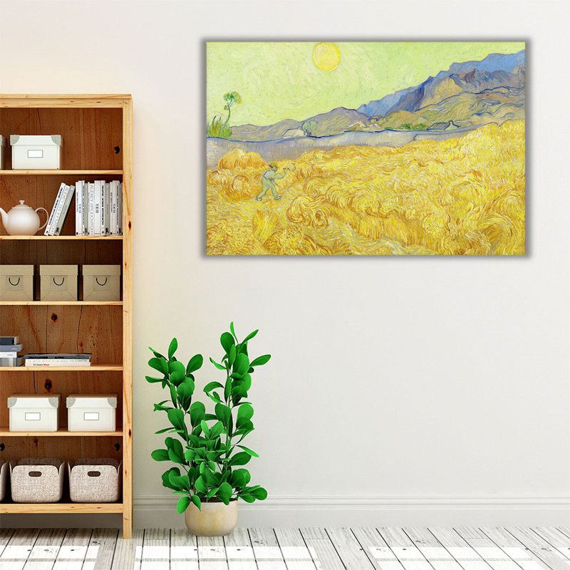 Wheatfield with a Reaper, 1889 - reproduction d'art sur toile, H 40 po x l 60 po