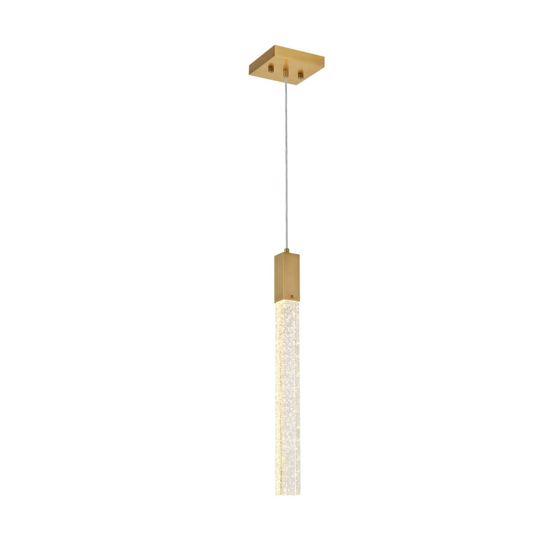 Luminaire suspendu rectangulaire à 1 lumière Aliha, Or satiné