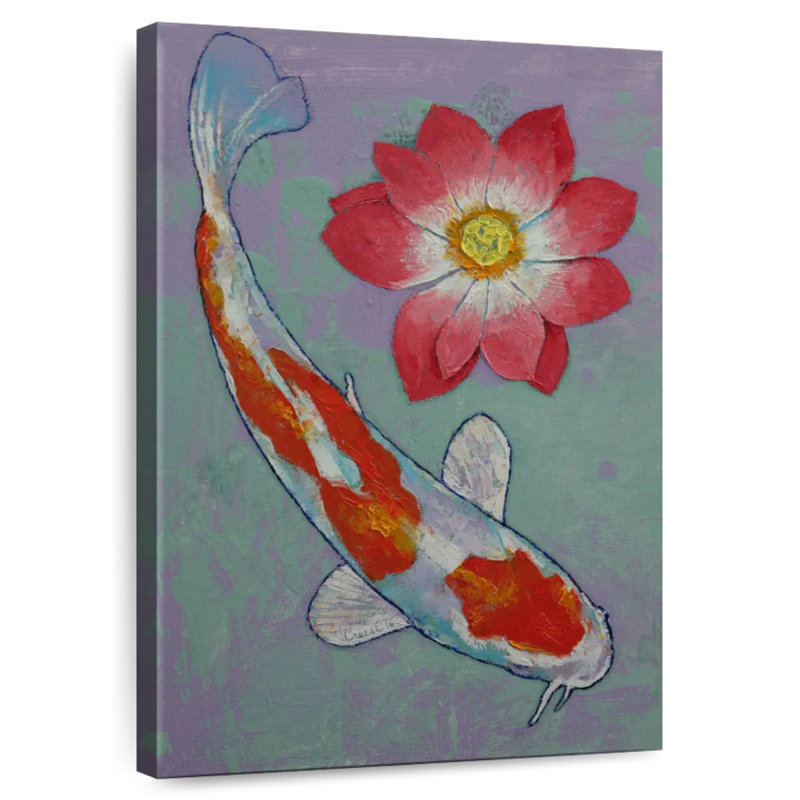 Brampt Koi And Lotus, 36" H x 24" W
