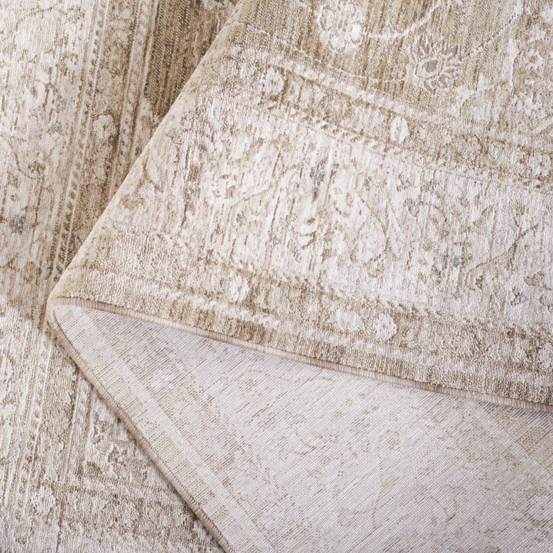 Mason 90" x 63" Beige and Green Wool Area Rug