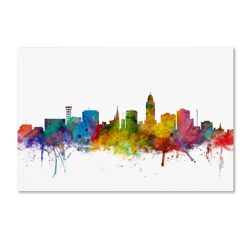 « lincoln nebraska horizon », reproduction d’impression sur toile tendue, H 22 po x l 32 po x P 2 po