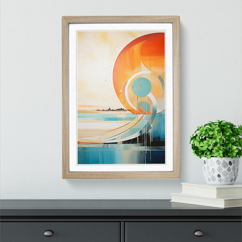 Beach Abstract Art - Framed Print, 64cm H x 46cm W, Oak Framed