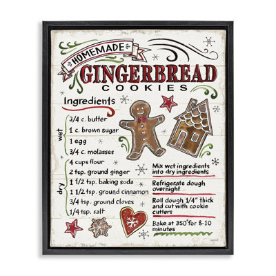 «Holiday Gingerbread Cookies Recipe», art mural encadré sur toile Floater