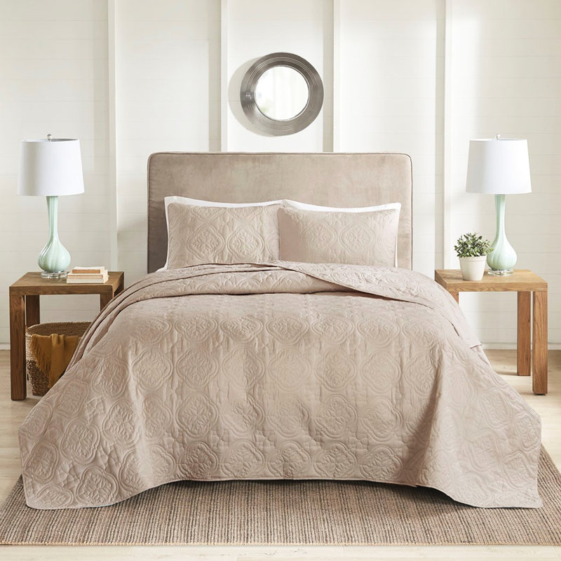 3 couvre-lits réversibles kaki grand, attrait gracieux, Kaki, Couvre-lit grand + 2 pièces supplémentaires