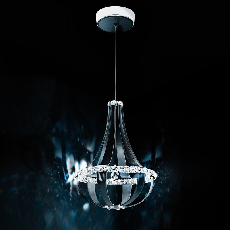 Crystal Empire LED 12 Light 20.5in x 27in Chandelier in White Pass with Clear Radiance Crystals, 111.5" H x 20.5" W x 20.5" D