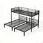 Triple lit superposé pour enfants, 3 lits superposés pour 3 personnes, lits superposés en métal, séparé en 3 lits simples, structure à bruit réduit, noir