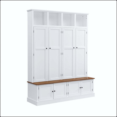 Arbre d'entrée 76,7 "avec banc, armoire et casiers ouverts 76,7"