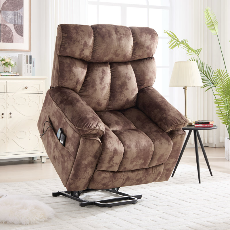 39.76" Wide Power Lift Assist Heated Massage Recliner with Dual Hidden Cup Holders, Two Remote Controls & Microfiber Upholstery
