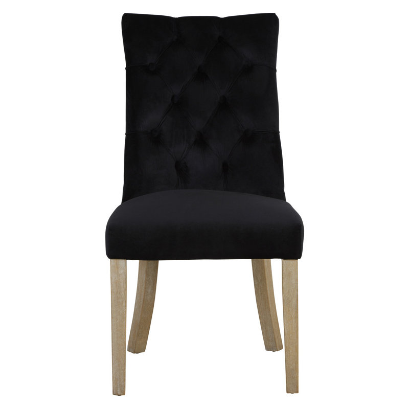 Mullane 49cm H Tufted Polyester Blend Upholstered Side Chair, Black