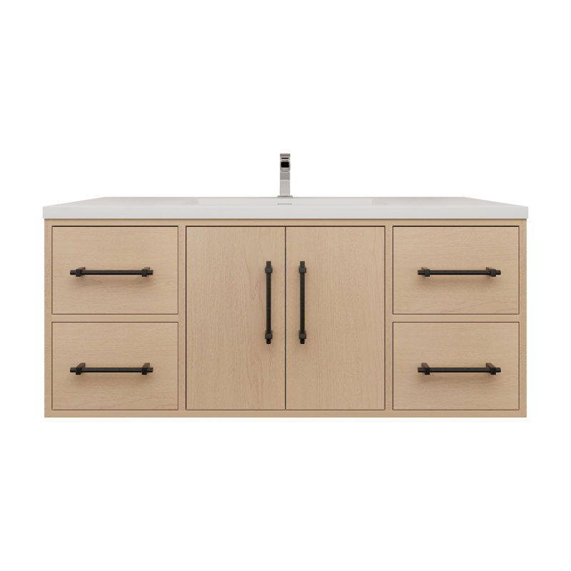 Victoria 47.2'' Single Bathroom Vanity with Acrylic Top, Yellow Oak