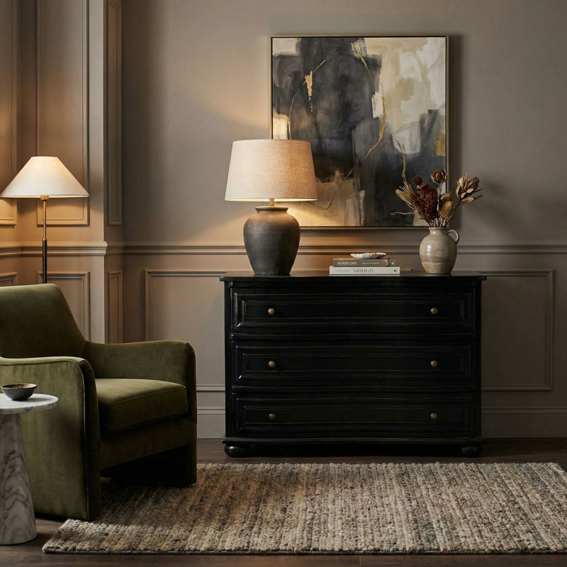Lauren 3 - Drawer Dresser, Hand Rubbed Black
