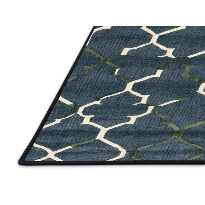 Tapis gris en treillis lavable à la machine, Rectangulaire 3 pi x 5 pi