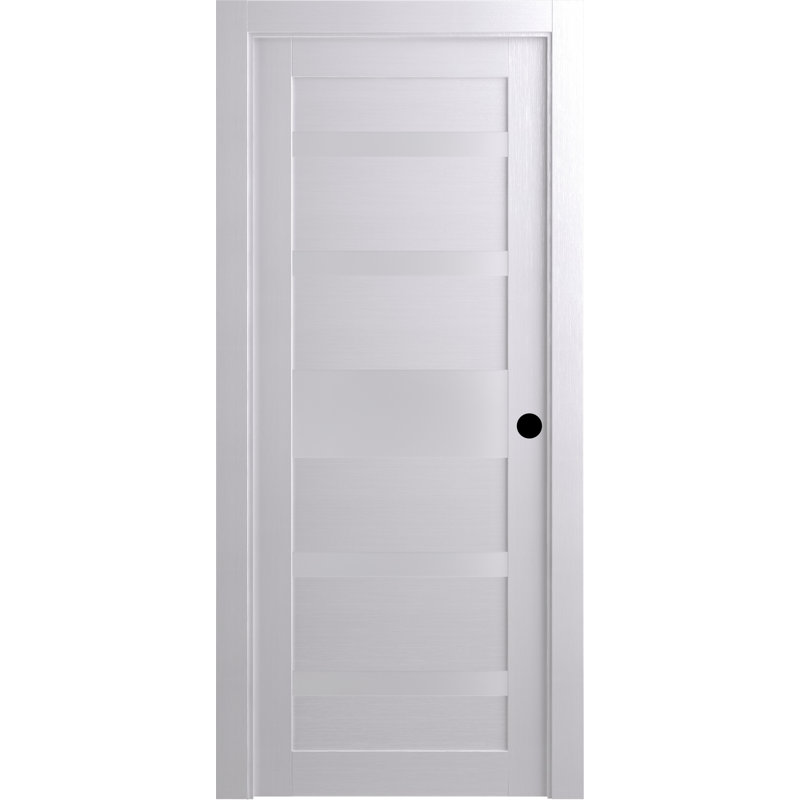 Porte en bois manufacturé et verre Gina, Blanc noble, 17,75 po x 79,37 po, Gauche