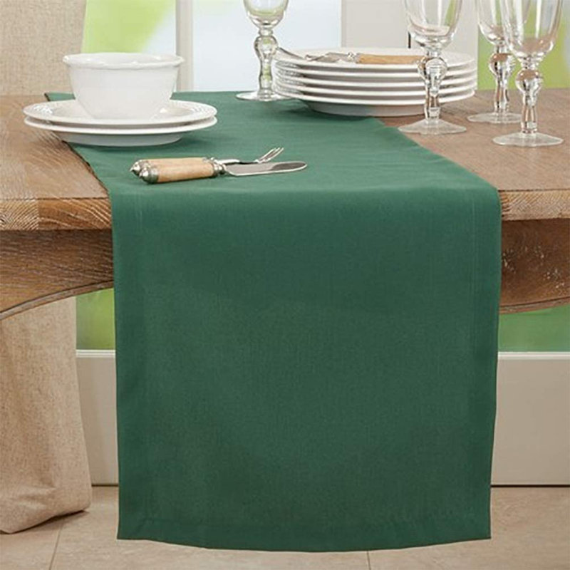 Parsonsfield Machine-Washable Polyester Table Runner, 90'' x 16'', Jasper Green