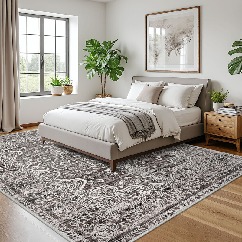 Area Rug Machine Washable Rugs With Rubber Backing For Living Room, Rectangle 9' x 12'