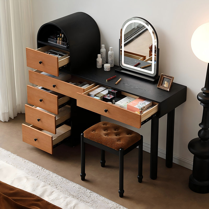 Coiffeuse et commode extensible 51,97 po avec tabouret de maquillage et miroir