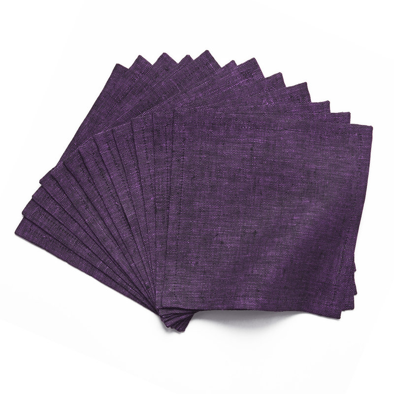 100% Pure Linen Cocktail Napkins - Athena, Grape