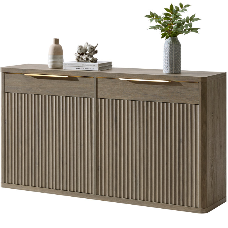 Cesiro 66.34'' Sideboard With 4 Doors And 2 Drawers, Gray Alder