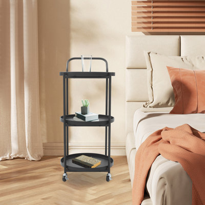 3-Tier Rolling Serving Cart With 4 Swivel Casters & Brakes Metal Storage Caddy For Kitchen Or Bar by Ebern Designs