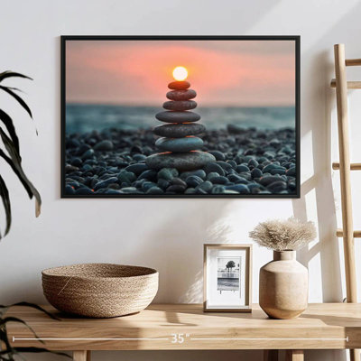 Zen pile au coucher du soleil
