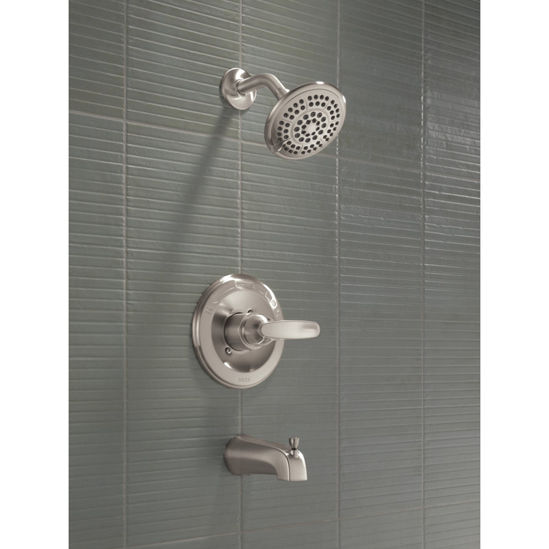Delta Foundations 13 Series 5-Setting Bathtub and Shower Faucet Set, Chrome Shower Head and Handle Set, Valve Trim Kit, Stainless BT13411-SS (Valve Not Included)