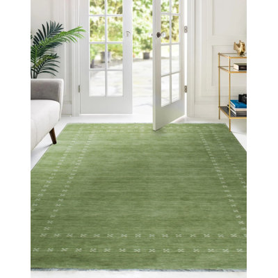 Tapis olive en laine fait à la main Northome
