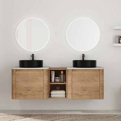 Ensemble de meuble-lavabo double 60 po avec lavabo en céramique