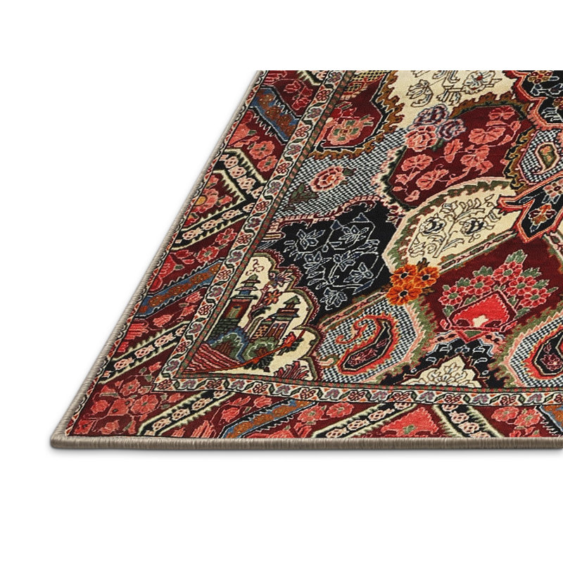 Tapis rouge à motif cachemire, Rectangle 5 pi x 7 pi