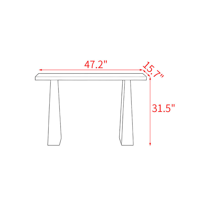 Table d'entrée en bois massif de style chinois, 31,5 po x l 47,2 po x P 15,7 po, Noir