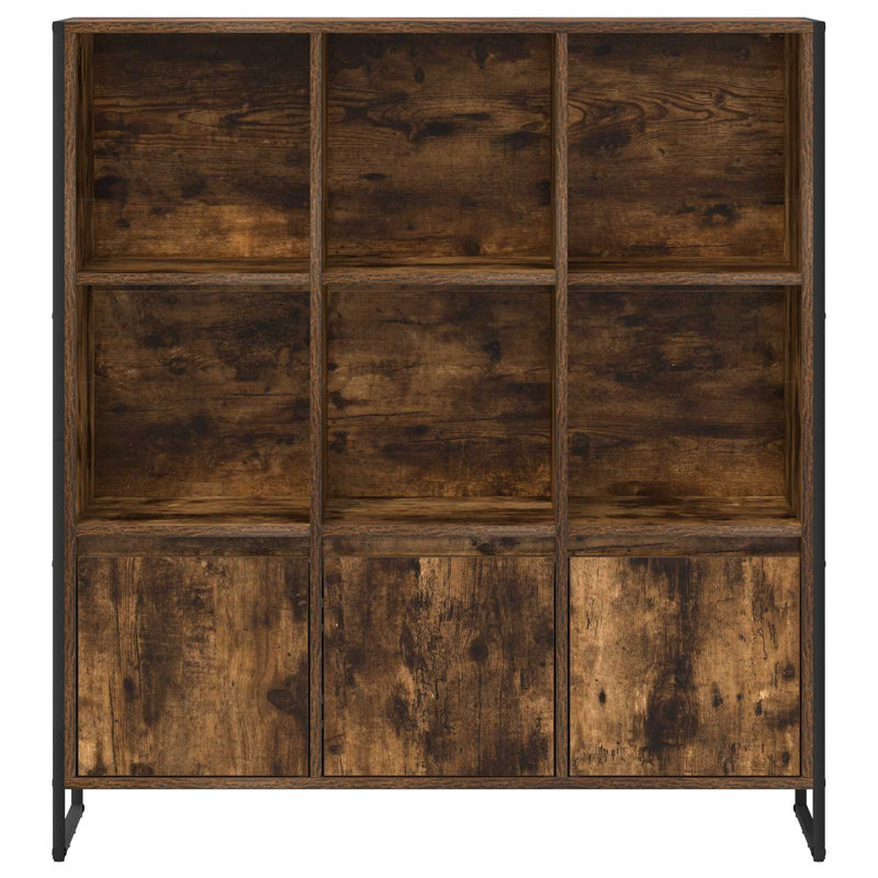 108cm H x 99.5cm W Steel Book Cabinet Bookcase, Smoke Oak