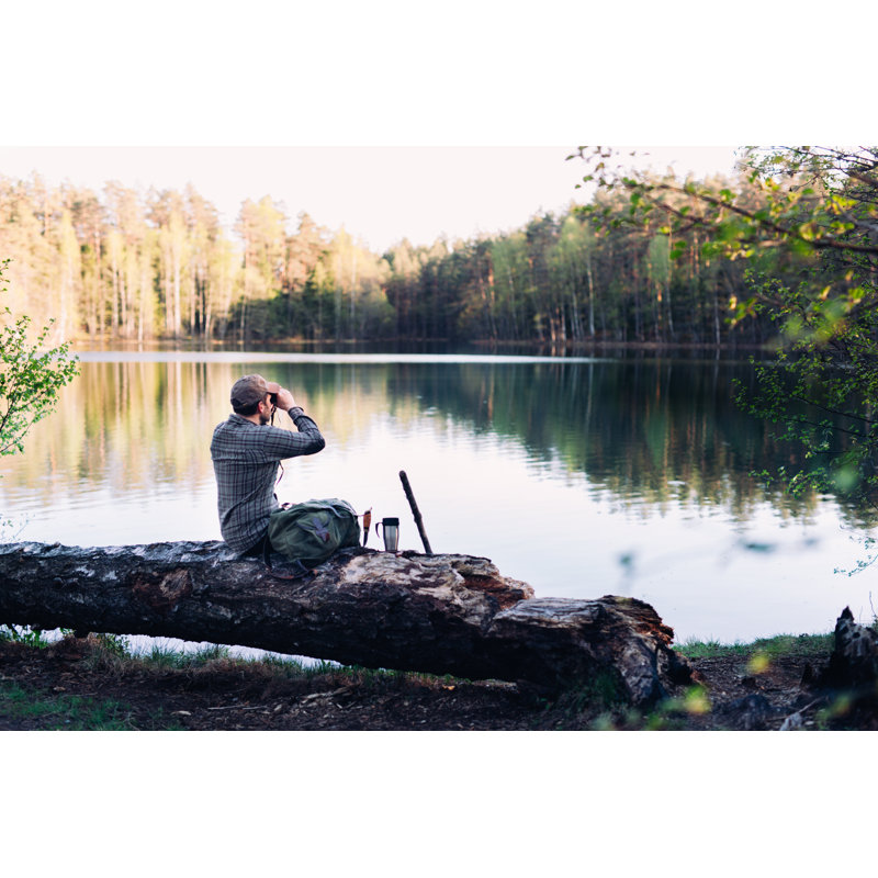 Observing Birds By The Lake by Visualspace - No Frame Print on Canvas, 20cm H x 30cm W