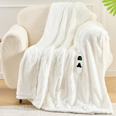 Tie-Dye Faux Fur Sherpa Heated Blanket - 10 Heat & 5 Timer Settings, ETL Certified, Machine Washable Electric Throw for Couch, Bed and Gift