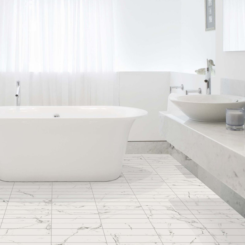 Timeless Brick Calacatta 2-3/8" x 9-3/4" Porcelain Stone Look Wall & Floor Tile