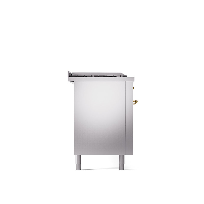 ILVE Nostalgie II 60 Dual Fuel Range, 5 Burners, Griddle, Frenchtop , Stainless Steel/Brass, Liquid Propane
