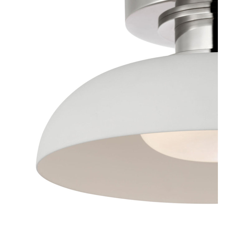 Cyrus 8" Flush Mount with White Glass, Polished Nickel