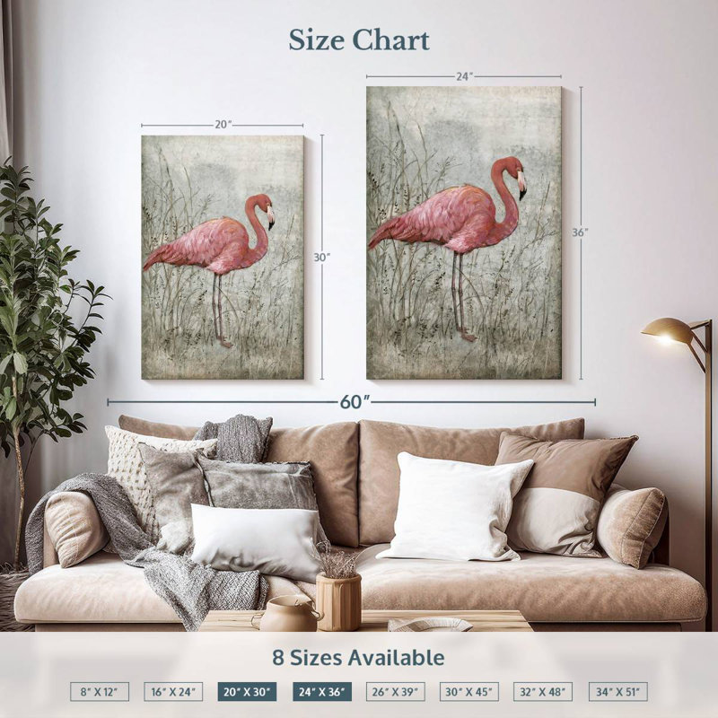 Flamant rose Brampt I, H 36 po x l 24 po