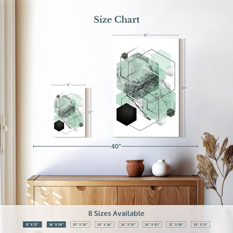 Avery Mint Geometric II, 24" H x 16" W