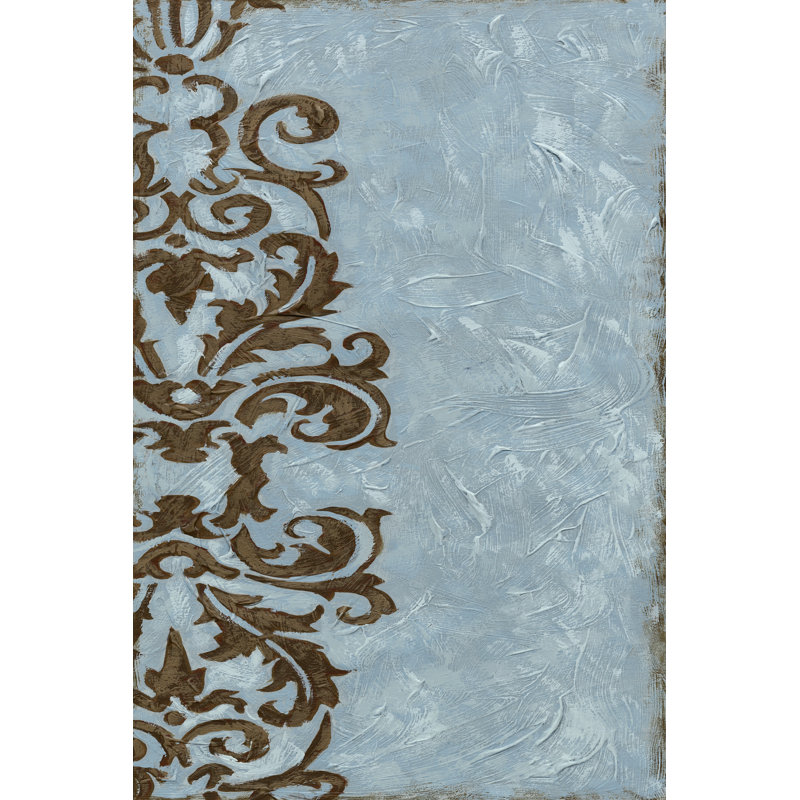 Silver Damask V - Wrapped Canvas Print, 46cm H x 30cm W x 3.8cm D