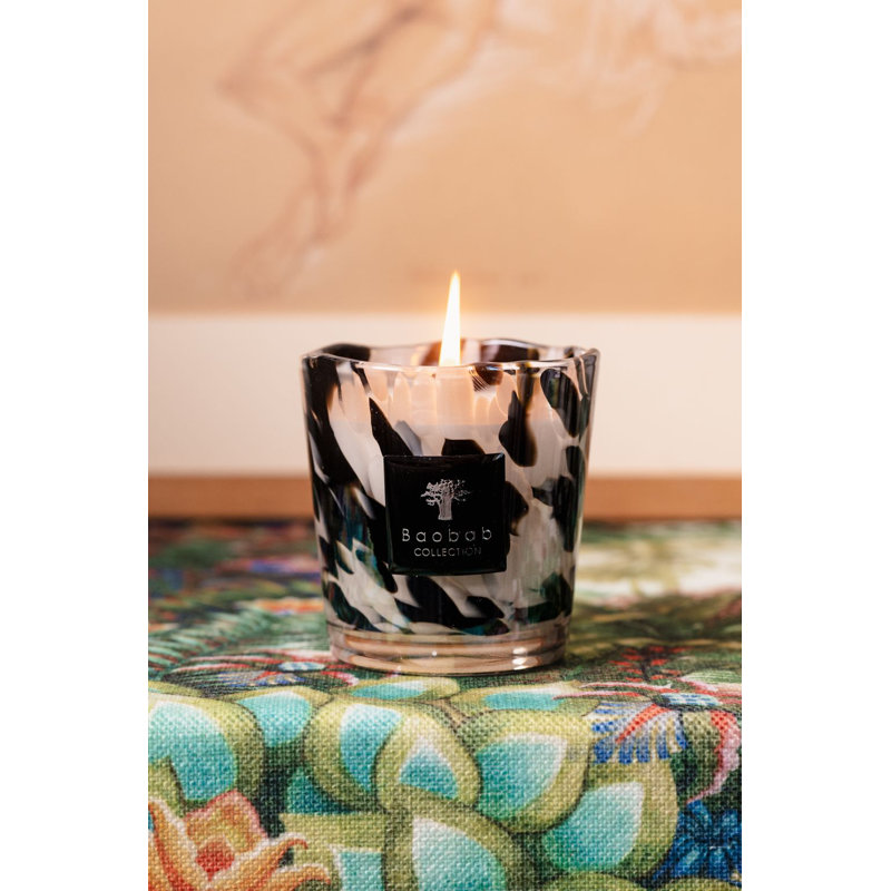 Pearls Black Candle, 3.2" H x 3.94" W x 3.94" D