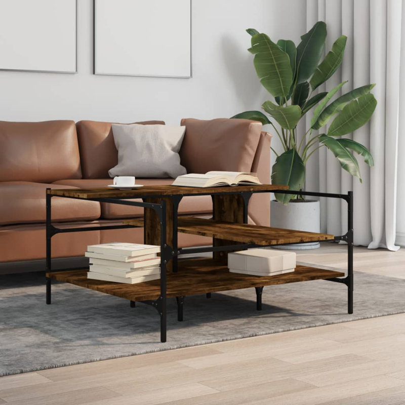 Nidya Four Leg Coffee Table with Storage, Smoked Oak