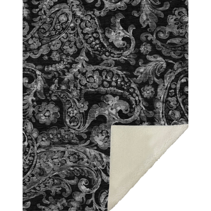 Jeté en cachemire Addison Sherpa ASB835, Noir