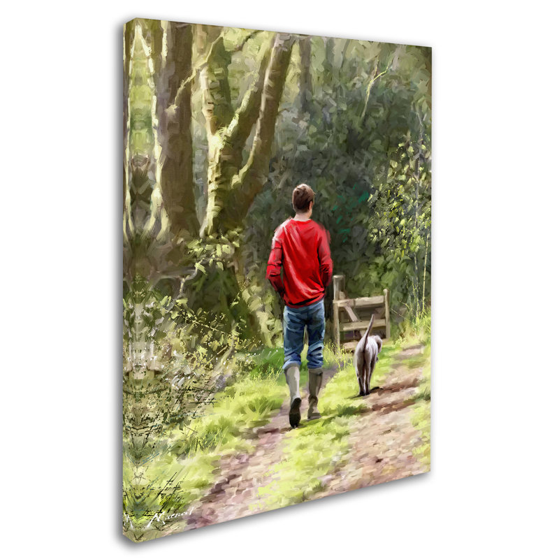 « dog walker », reproduction sur toile tendue, H 47 po x l 35 po x P 2 po