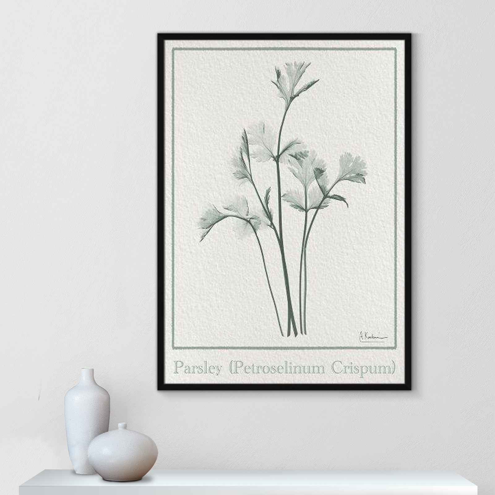 Jeanette "Parsley II" Print by Albert Koetsier, 41.5" H x 29.5" W x 1.25" D, Satin Black Framed Paper