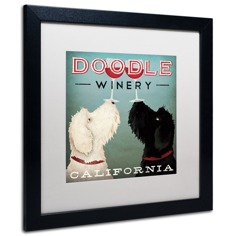 « doodle wine », impression encadrée, Blanc, H 16 po x l 16 po