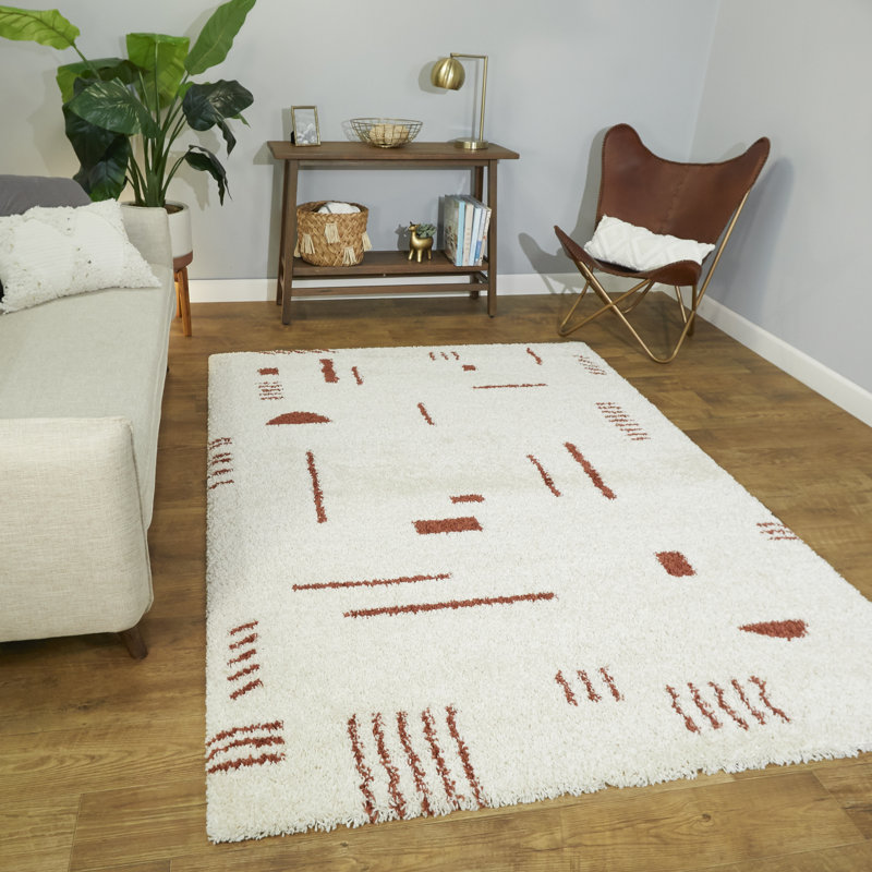 Geometric Shaggy Area Rug, Rectangle 133 x 182cm